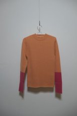 画像1: YUKI SHIMANE Two-Tone Rib knit top (1)