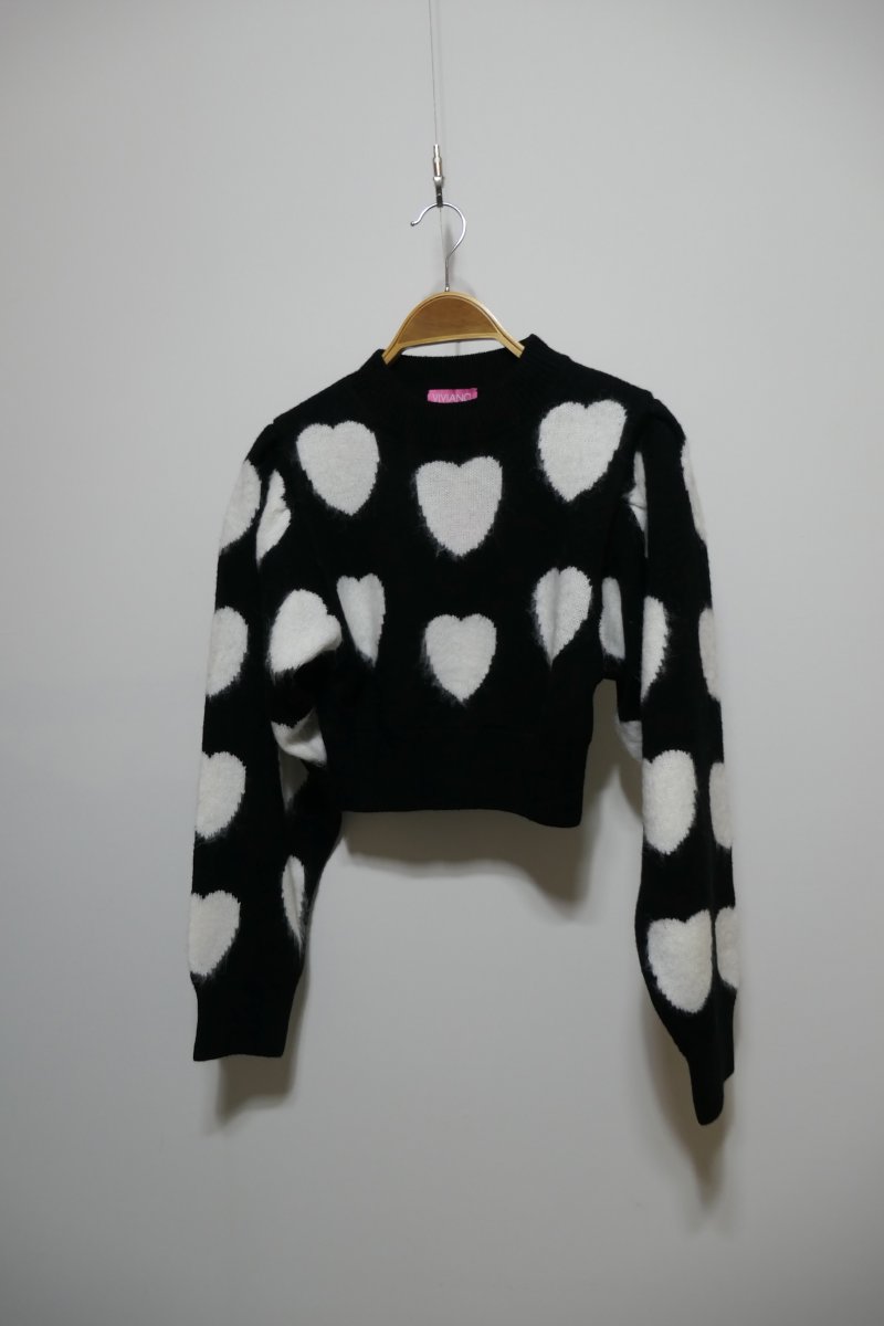 画像1: VIVIANO Heart Pattern Sweater (1)