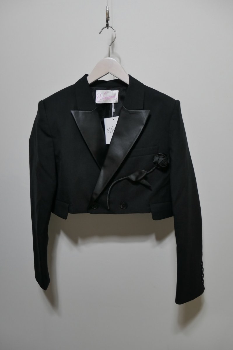 画像1: VIVIANO Flower Applique Cropped Blazer (1)