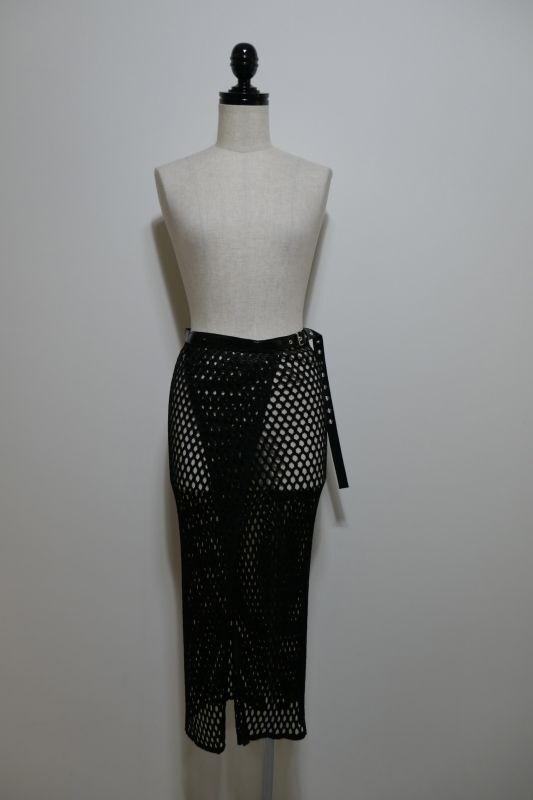 FETICO BELTED MESH WRAP SKIRT - mousses