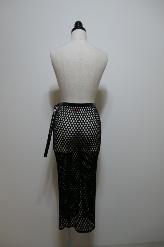 FETICO BELTED MESH WRAP SKIRT - mousses