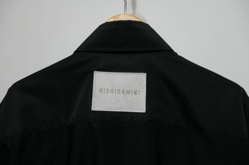 KISHIDAMIKI grosgrain shirt with leather label - mousses